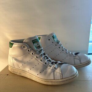 Adidas Stan Smith High-Top Sneakers - White/Green (Size: US X)